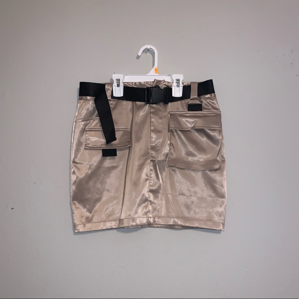 Faux satin skirt